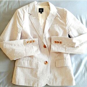 Gap Academy Grey V-necline Collar Stripe Seersucker Blazer Sz 2
